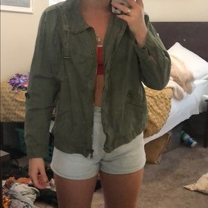 Green jean jacket
